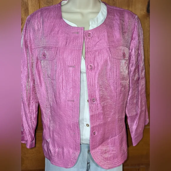 Ruby Rd. Pink Metallic Jacket‎ - Picture 4 of 9